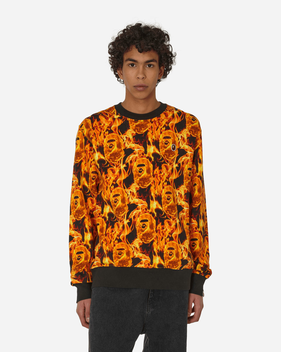 Flame Wide Crewneck Sweatshirt Orange