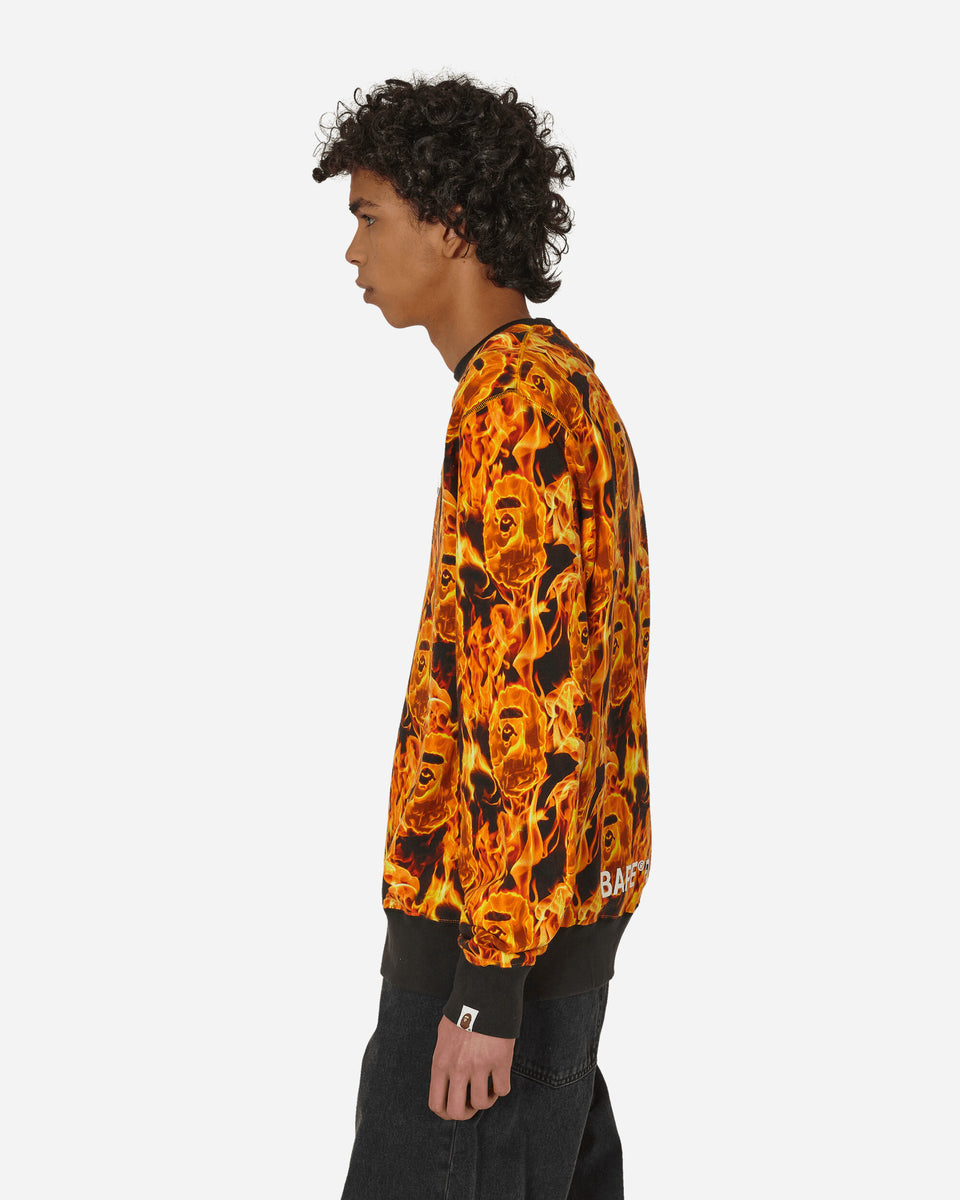 Flame Wide Crewneck Sweatshirt Orange