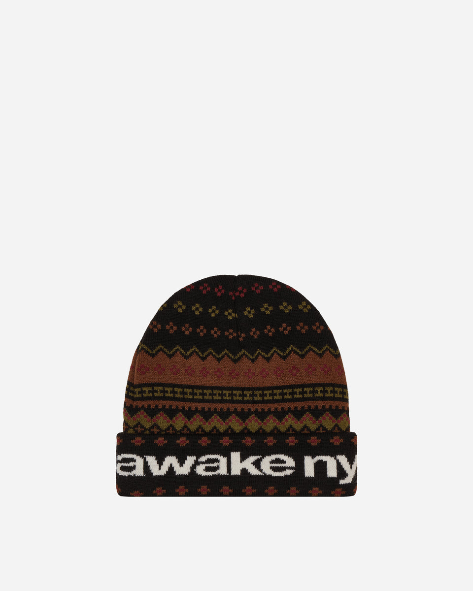 Awake NY Intarsia Knit Beanie Black - Slam Jam® Official Store