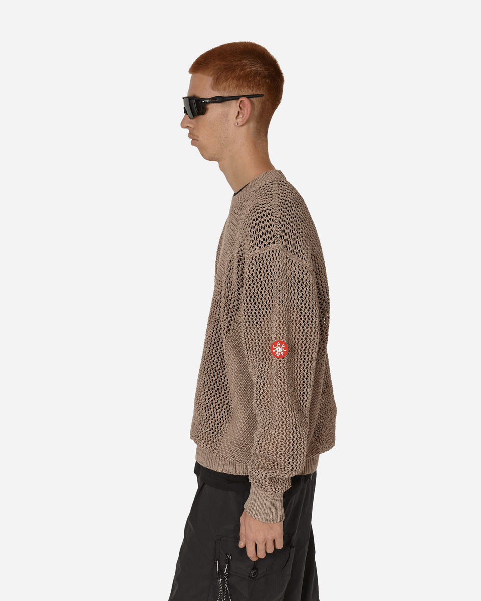 Side Rib Loose Net Knit Sweater Beige