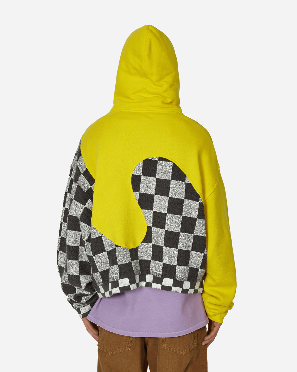 Checked Swirl Hooded Sweatshirt Yellow