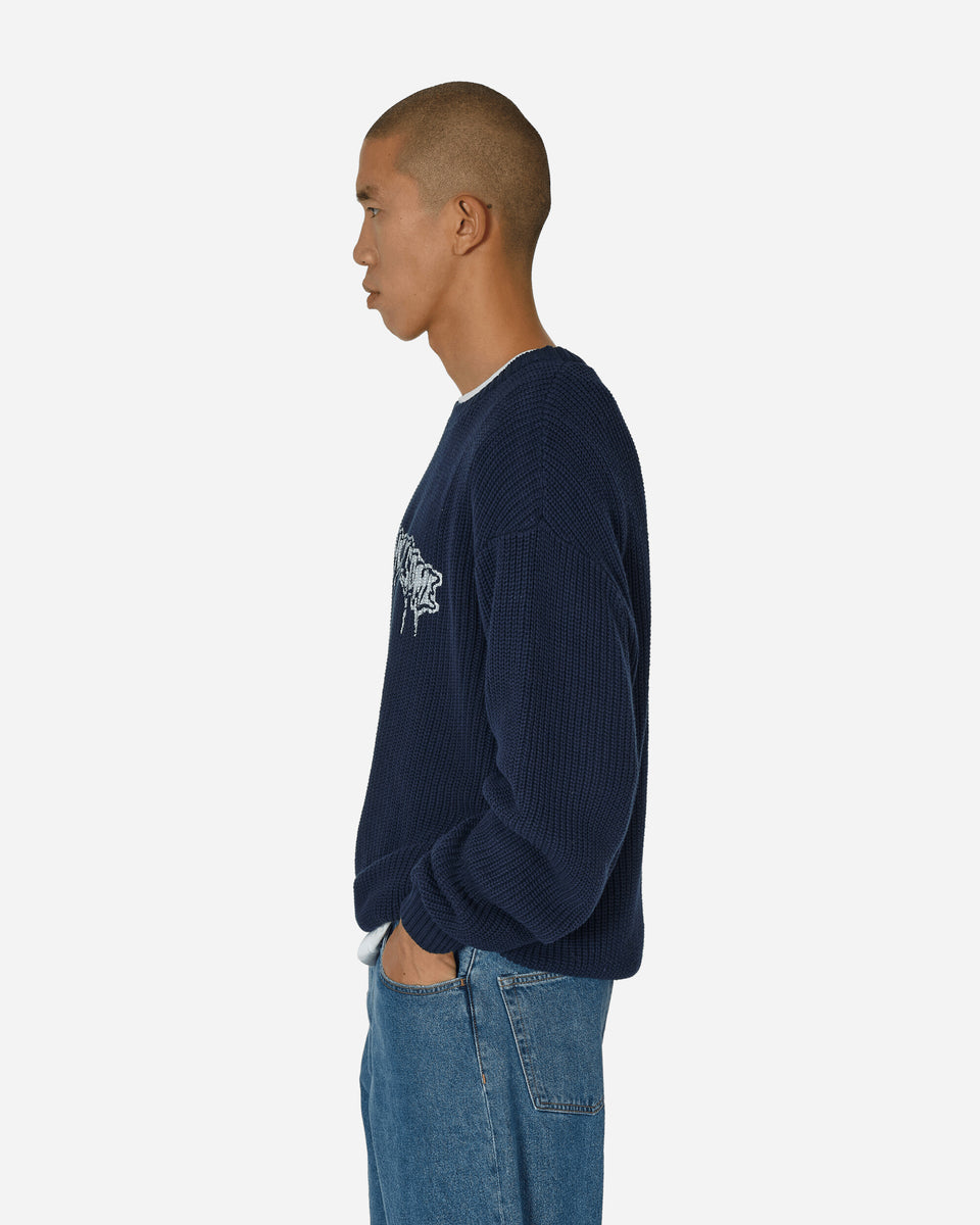 Fucking Awesome Drip Logo Crewneck Sweater Navy - Slam Jam® Official Store