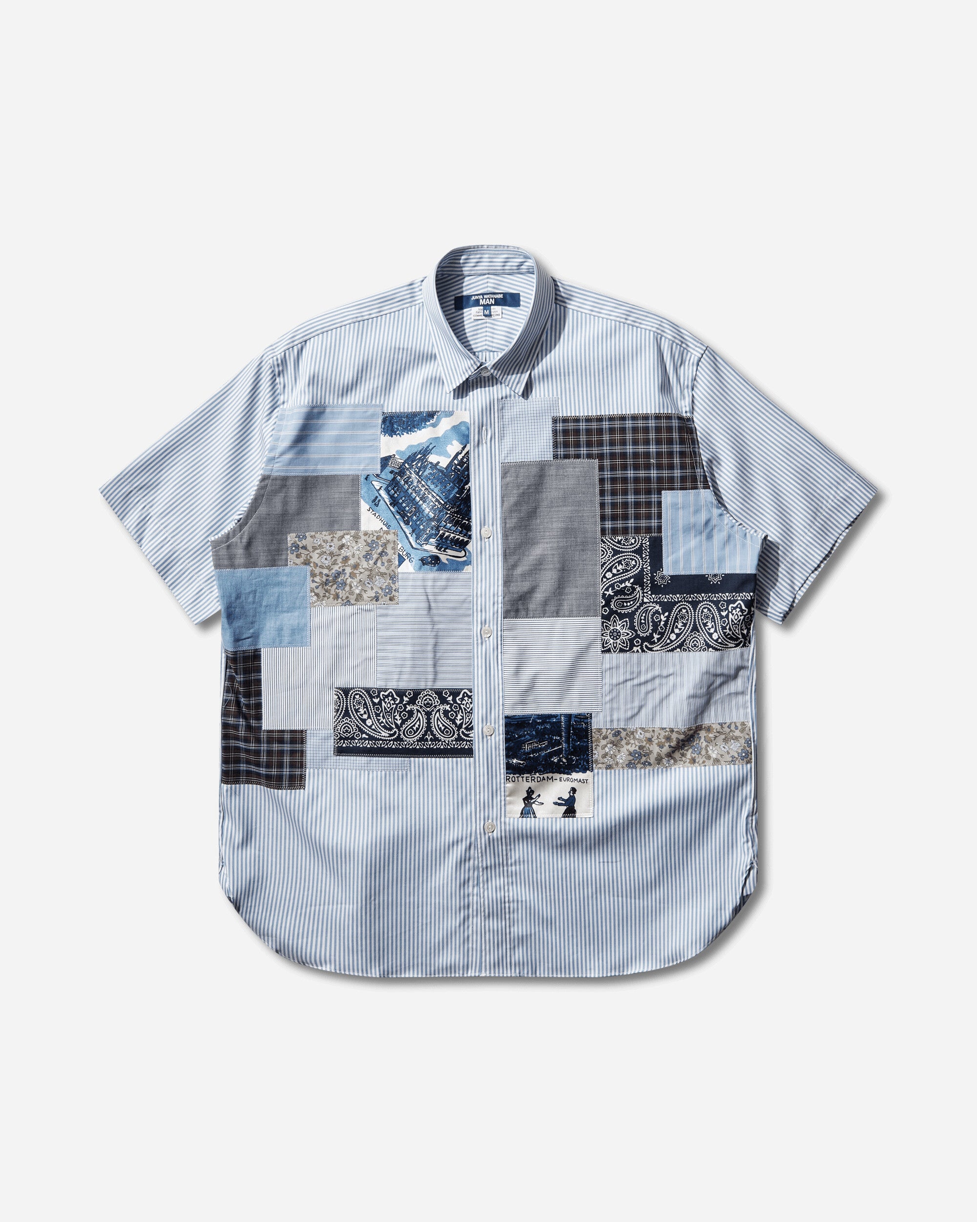 Men's Patchwork Shortsleeve Shirt White / Sax Blue – Slam Jam®