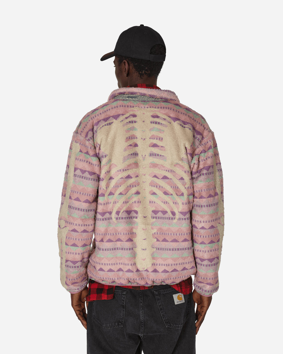 Kapital Ashland Stripe & Bone Fleece Zip Blouson Pink