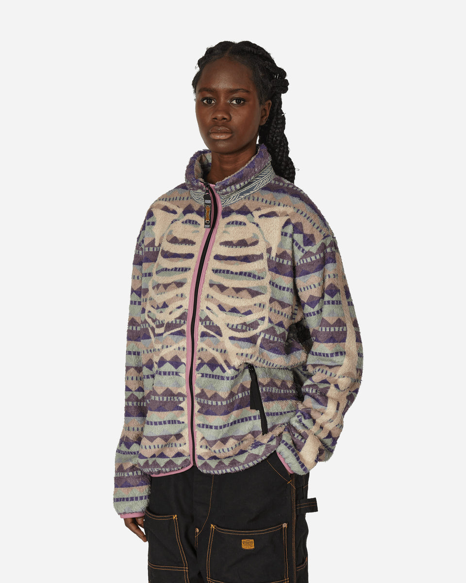 Kapital Ashland Stripe & Bone Fleece Zip Blouson Pink