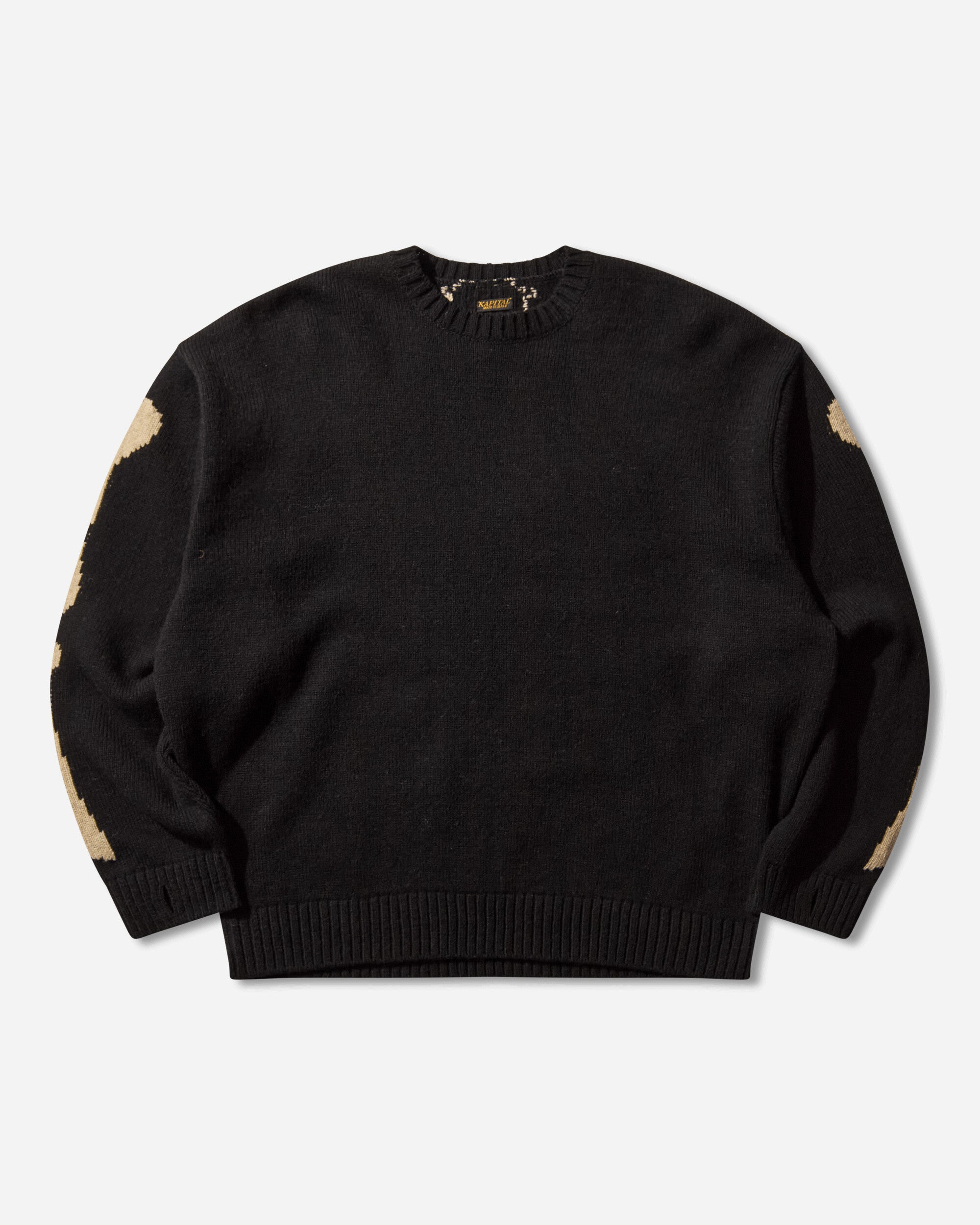 kapital 5G ウール ボーンクルーセーター ブラック サイズ3 Kapital 5G Cotton Knit BONE Crew Sweater, Black – Glasswing
