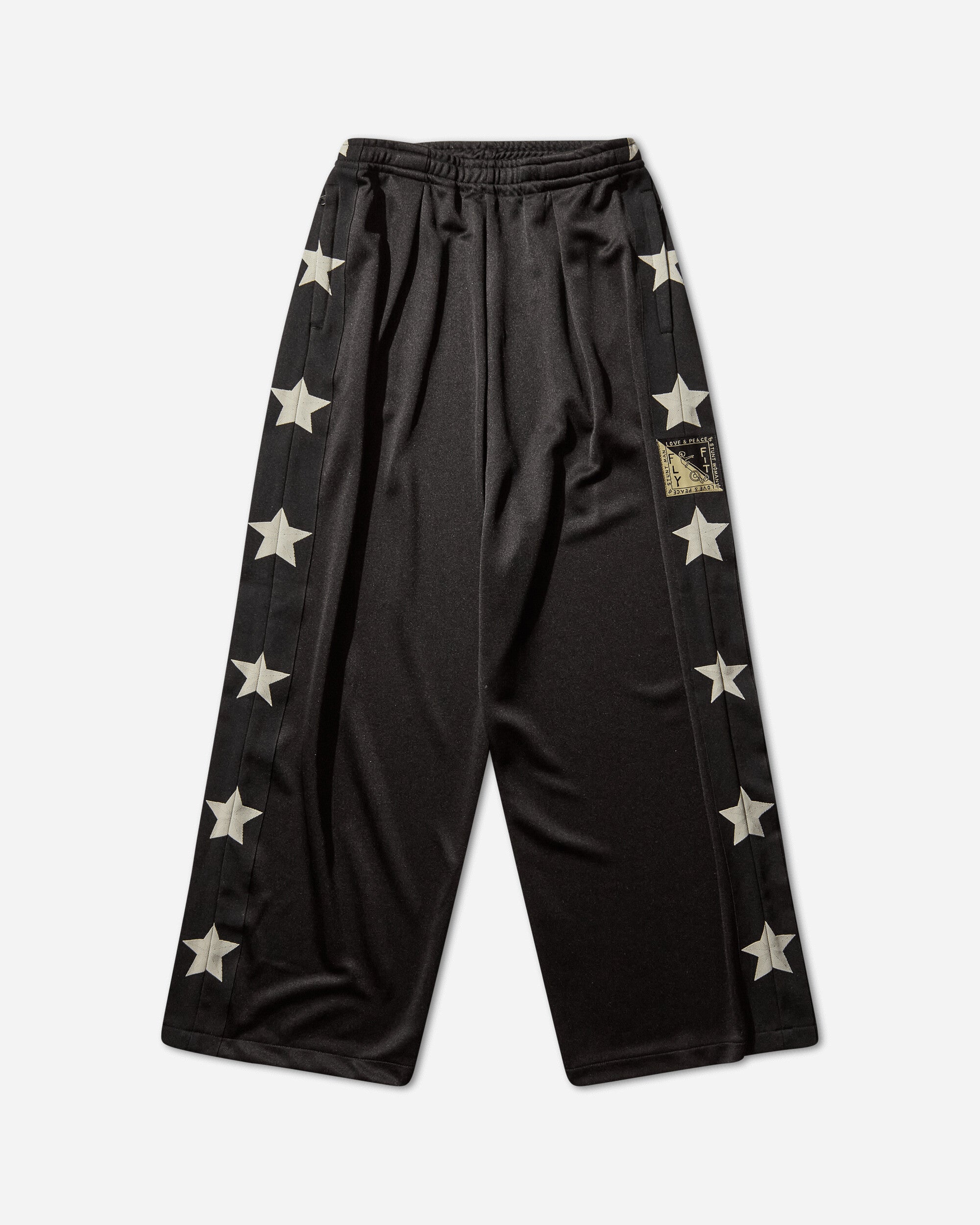 【size:L】Mr.FATMAN CARRY DANCER Men's Smooth Jersey Stuntman & Woman Baggy Track Pants Black
