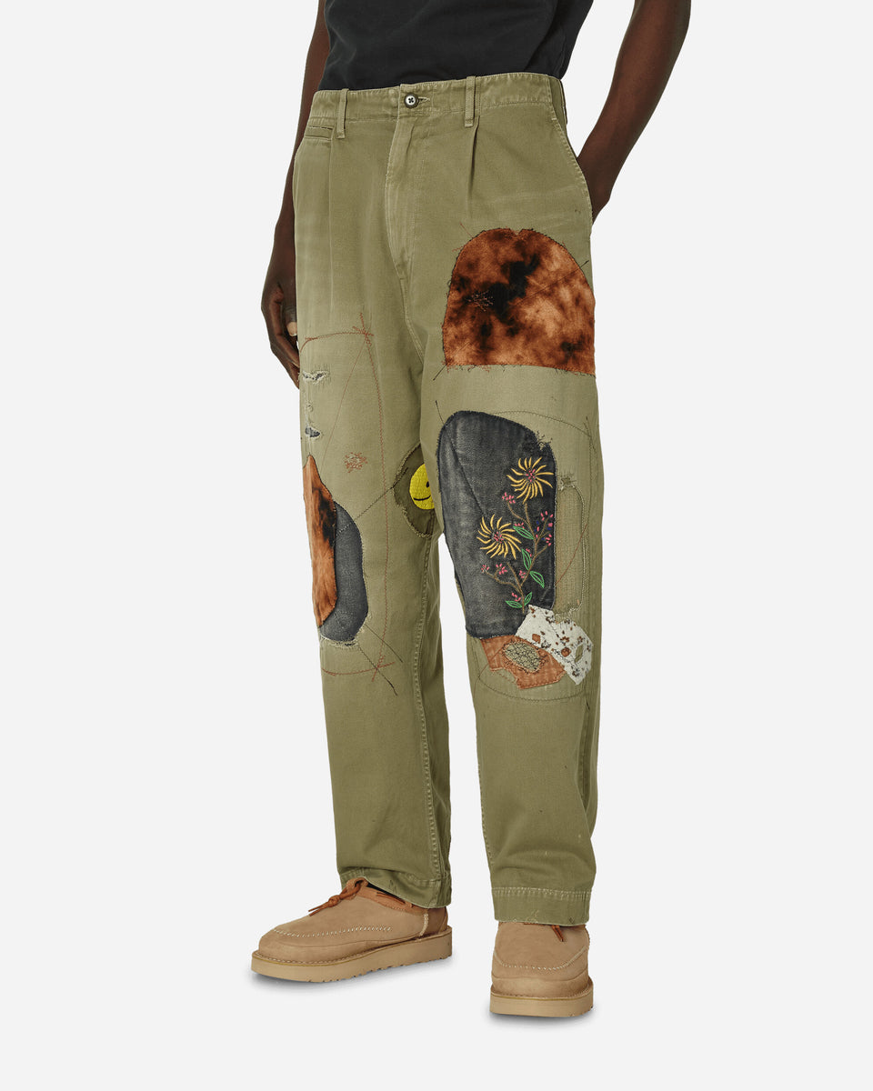 KAPITAL Katsuragi High Waist Nime Pants (Gypsy Patch Remake) Khaki