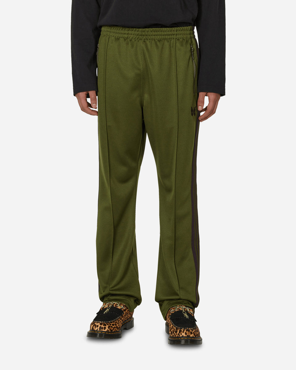 Needles Poly Smooth Narrow Track Pants Olive - Slam Jam® Official