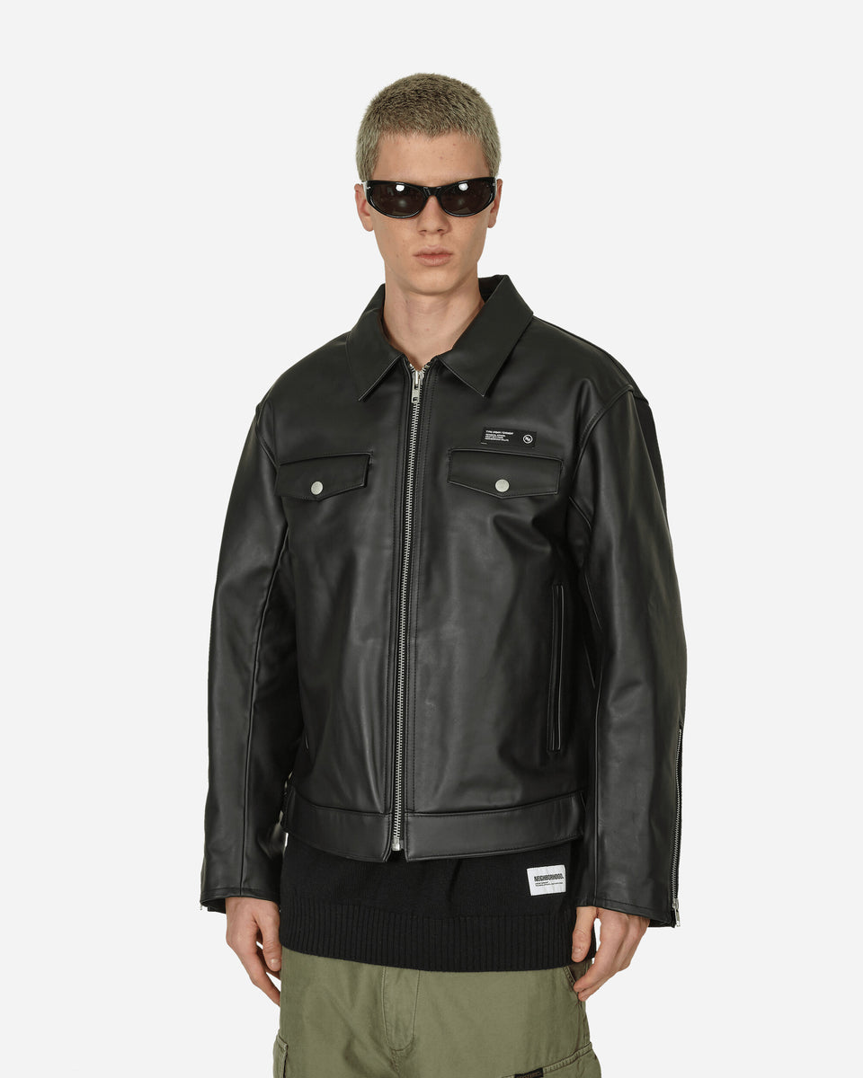 Neighborhood Single Leather Jacket Black - Slam Jam® Official Store