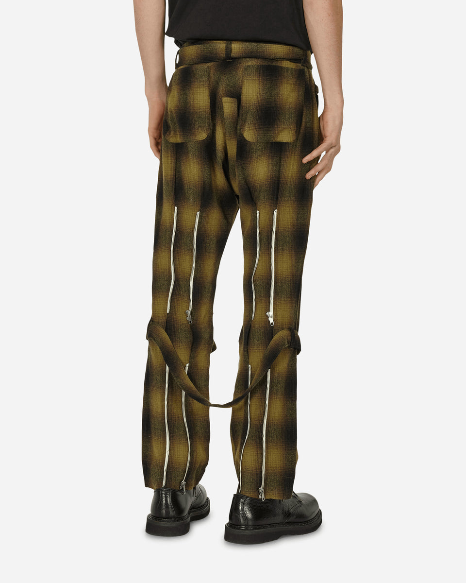 Plaid Wool Ombre Bontage Pants Yellow