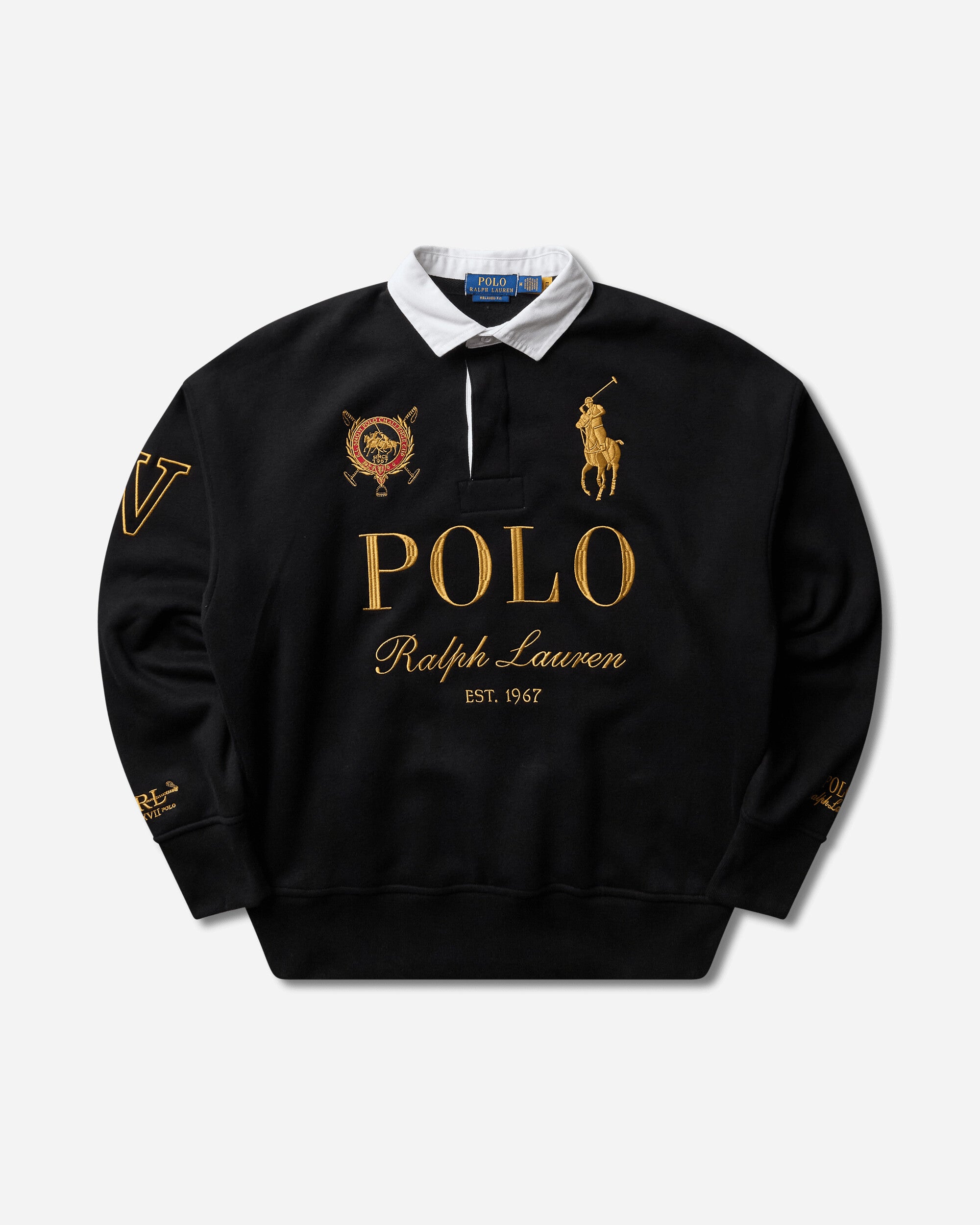 Polo by Ralph Lauren ラグビーボール Men's Relaxed Fit Big Pony Rugby Sweatshirt Black – Slam Jam®