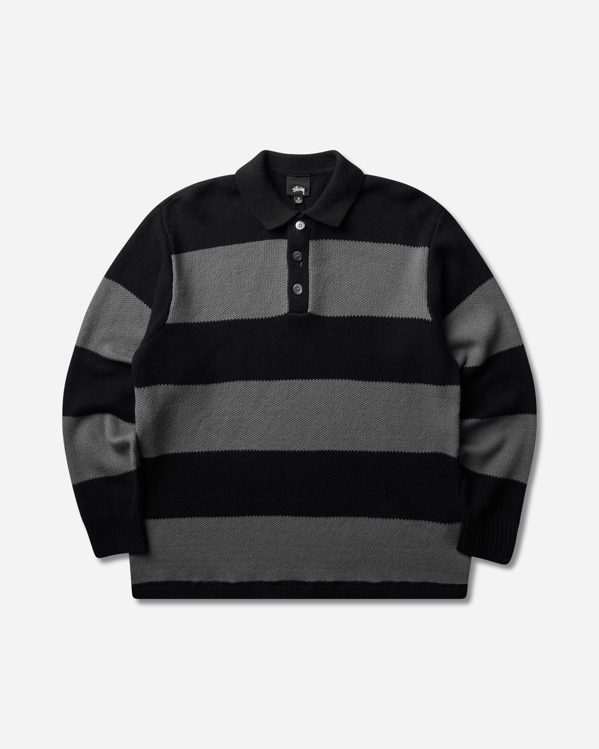 RUGBY TEAM メッシュロングスリーブ Pique Knit Stripe Rugby Sweater Black – Slam Jam®
