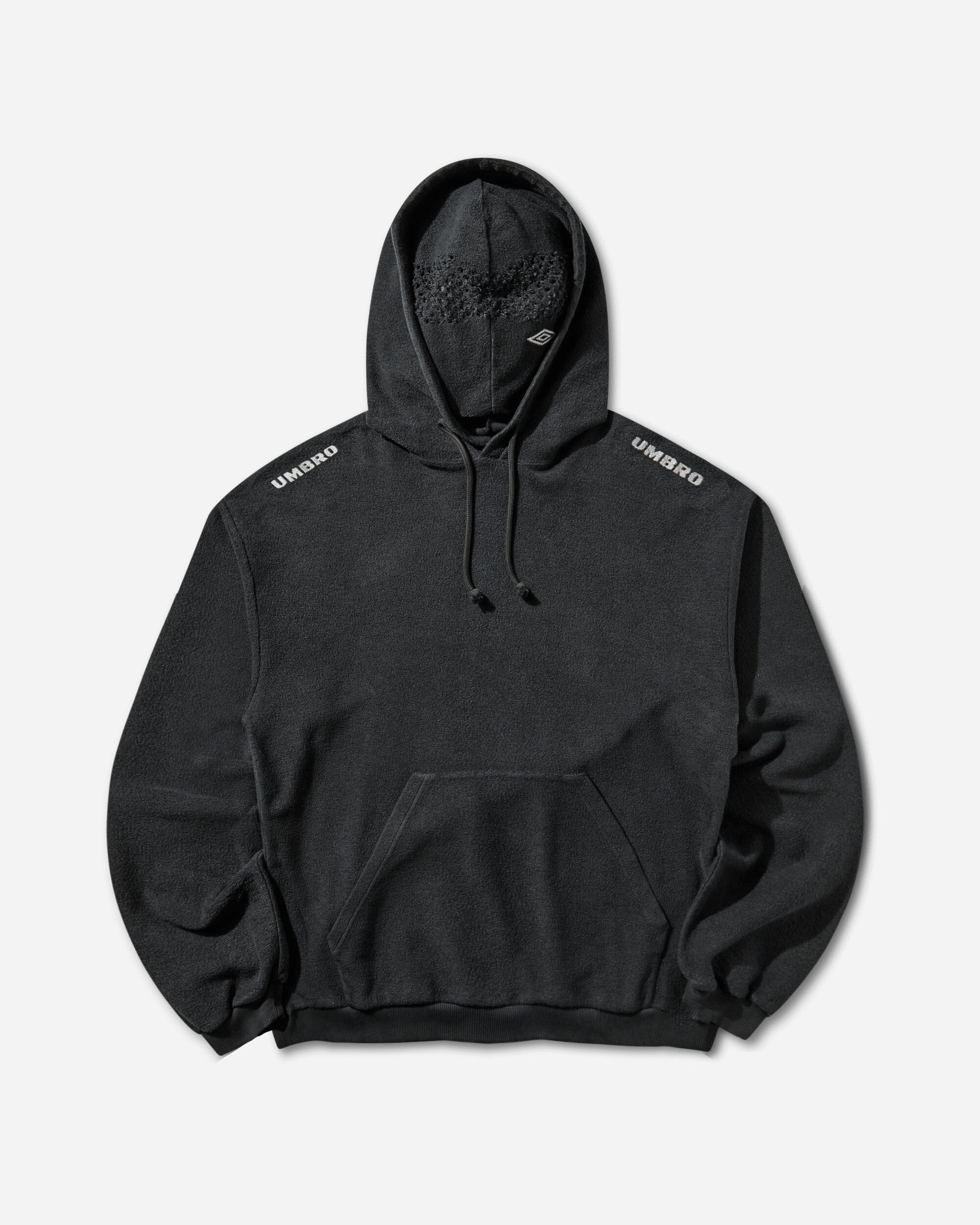 【umbro×fekete】gathered hoodie vest Lasered Masked Hoodie Washed Black – Slam Jam®