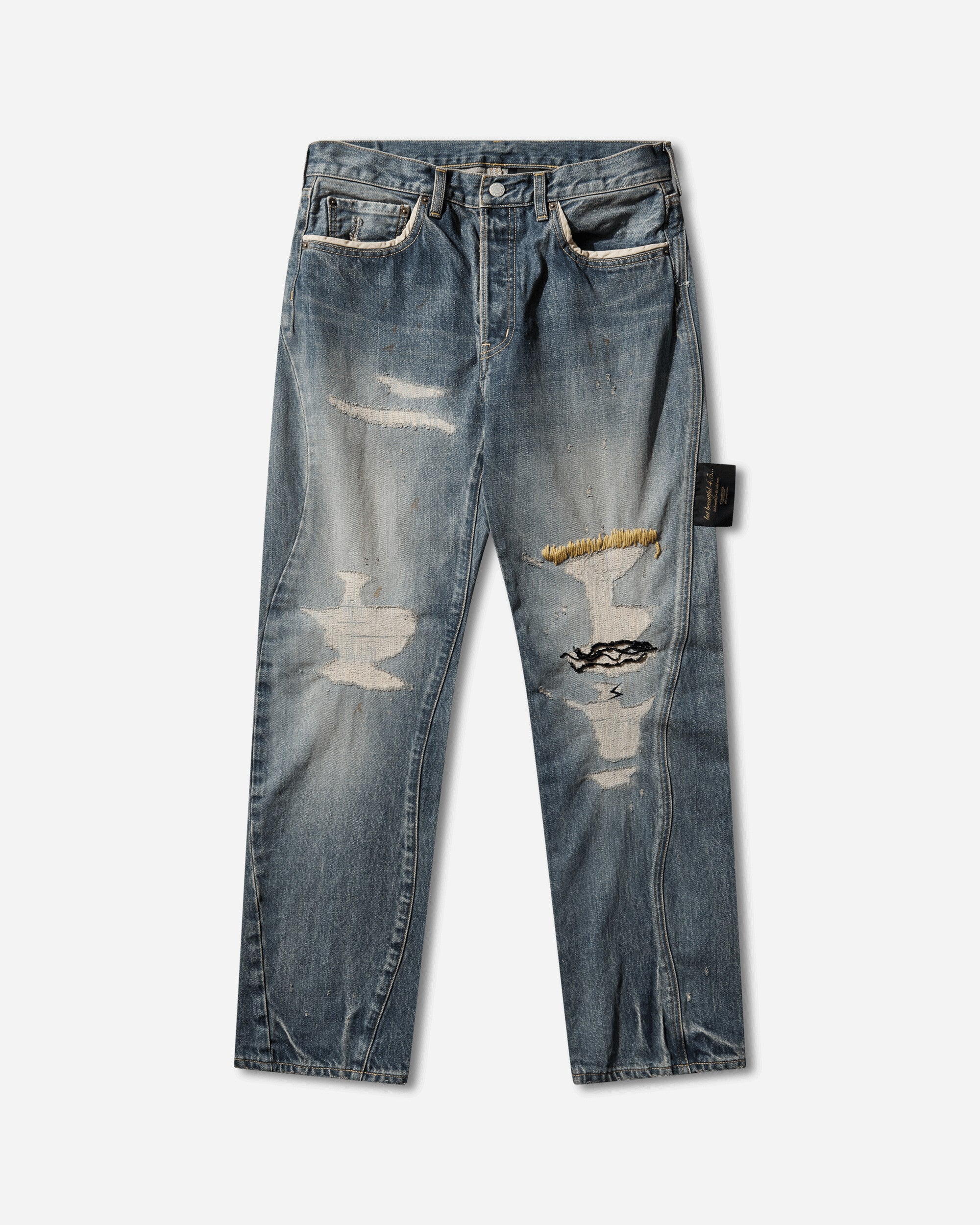Men's Distressed Denim Pants Indigo – Slam Jam® Men's Distressed Denim Pants Indigo – Slam Jam®