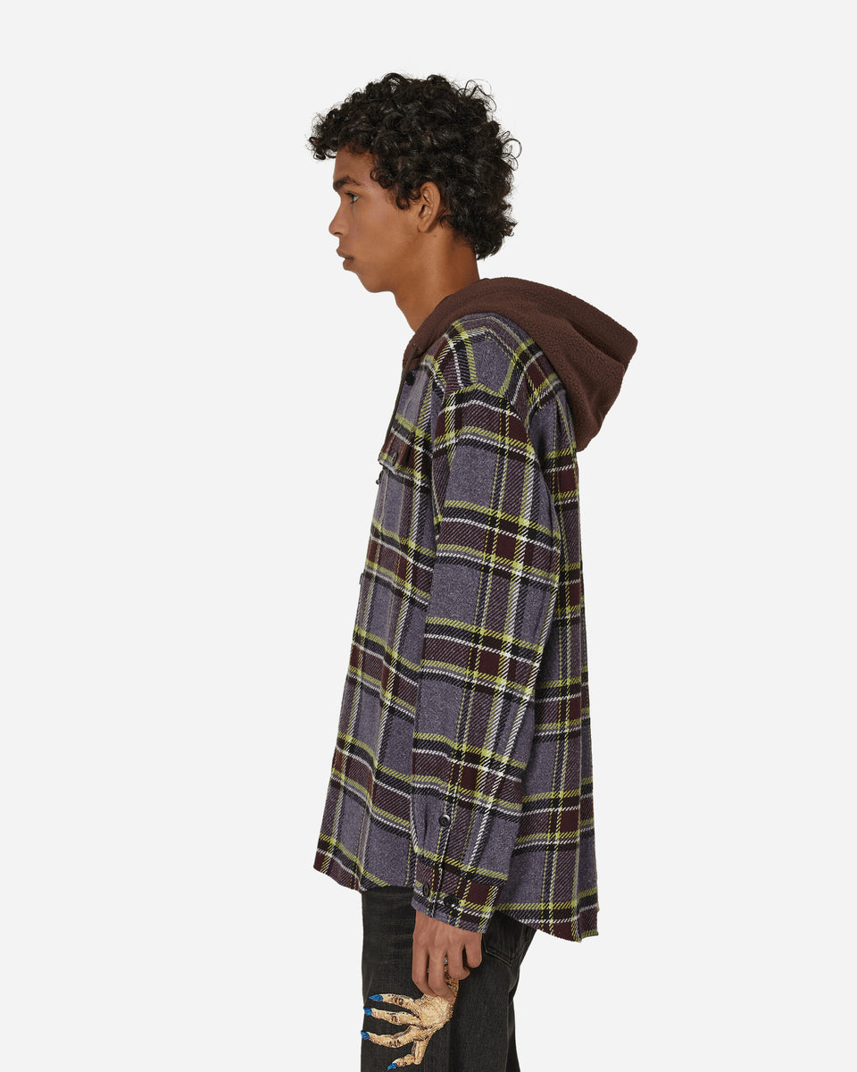 Hand Hooded Shirt Purple Check