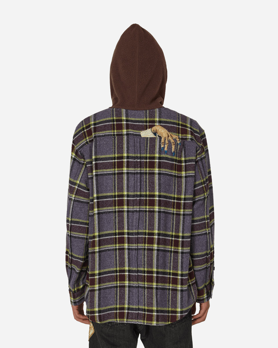 Hand Hooded Shirt Purple Check