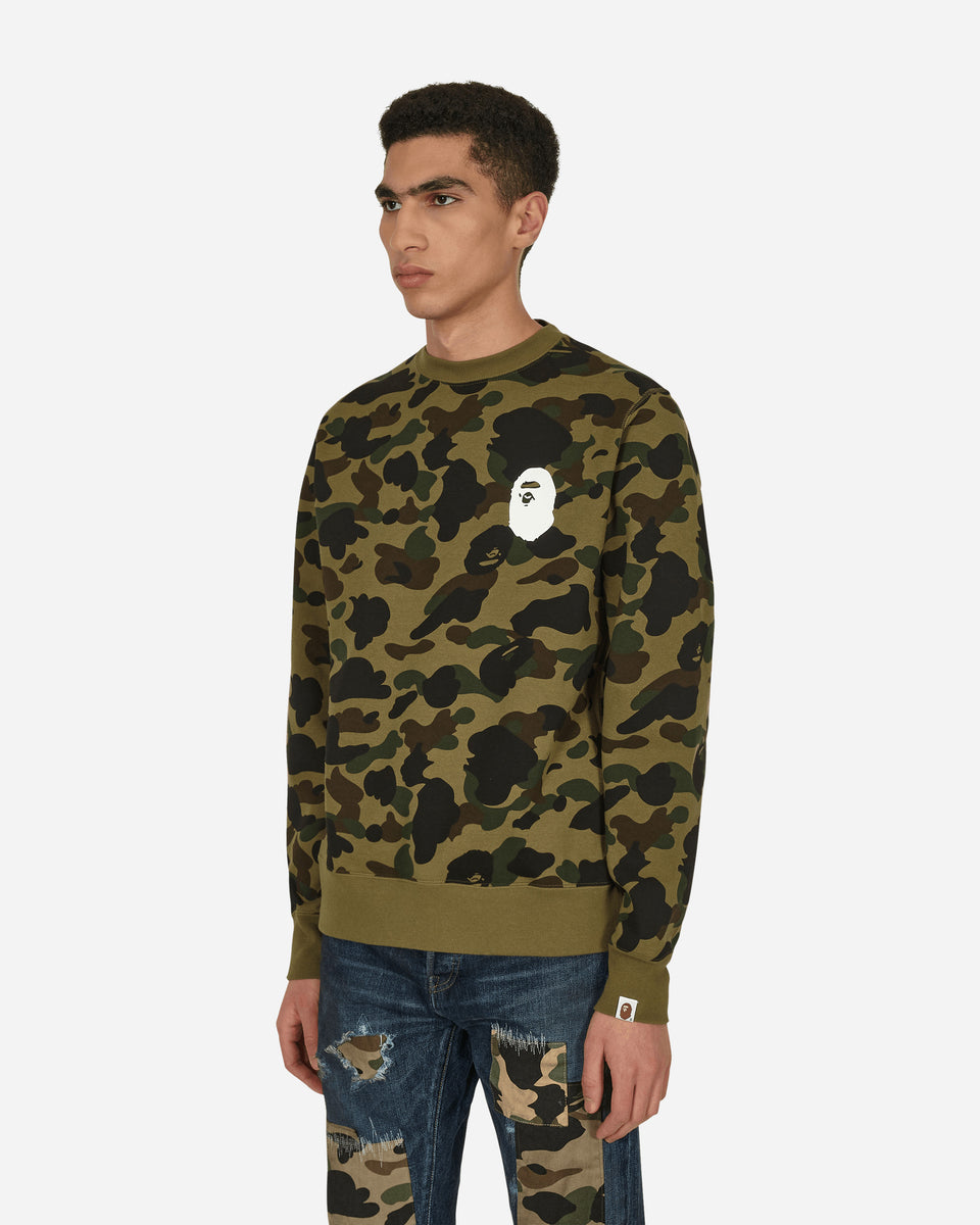 A Bathing Ape 1st Camo Ape Head Crewneck Sweatshirt Green