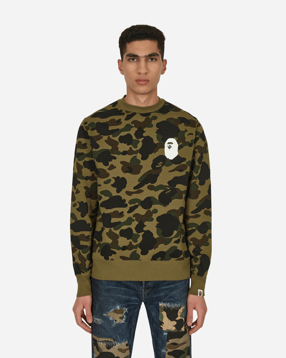 A Bathing Ape 1st Camo Ape Head Crewneck Sweatshirt Green