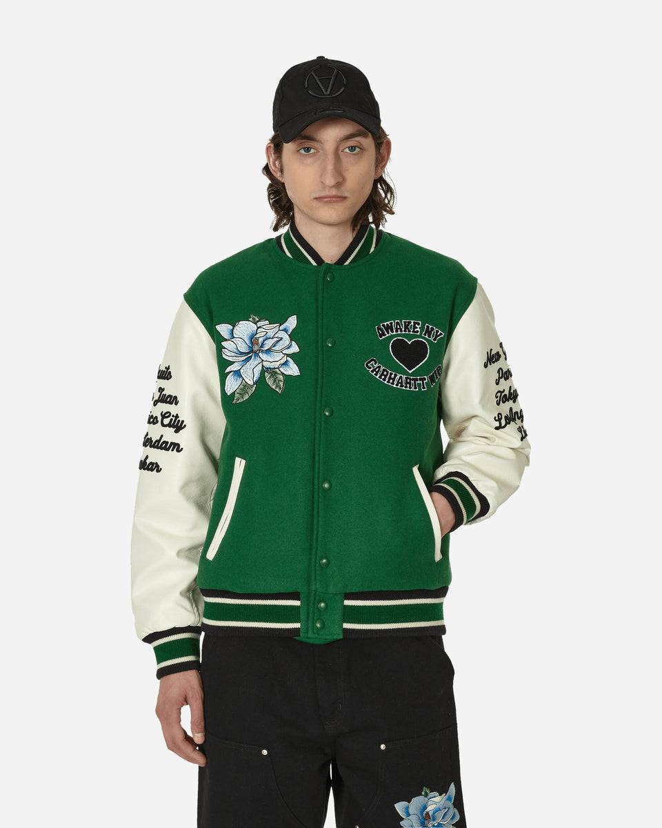 Awake NY Carhartt WIP Teddy Jacket Dark Green - Slam Jam