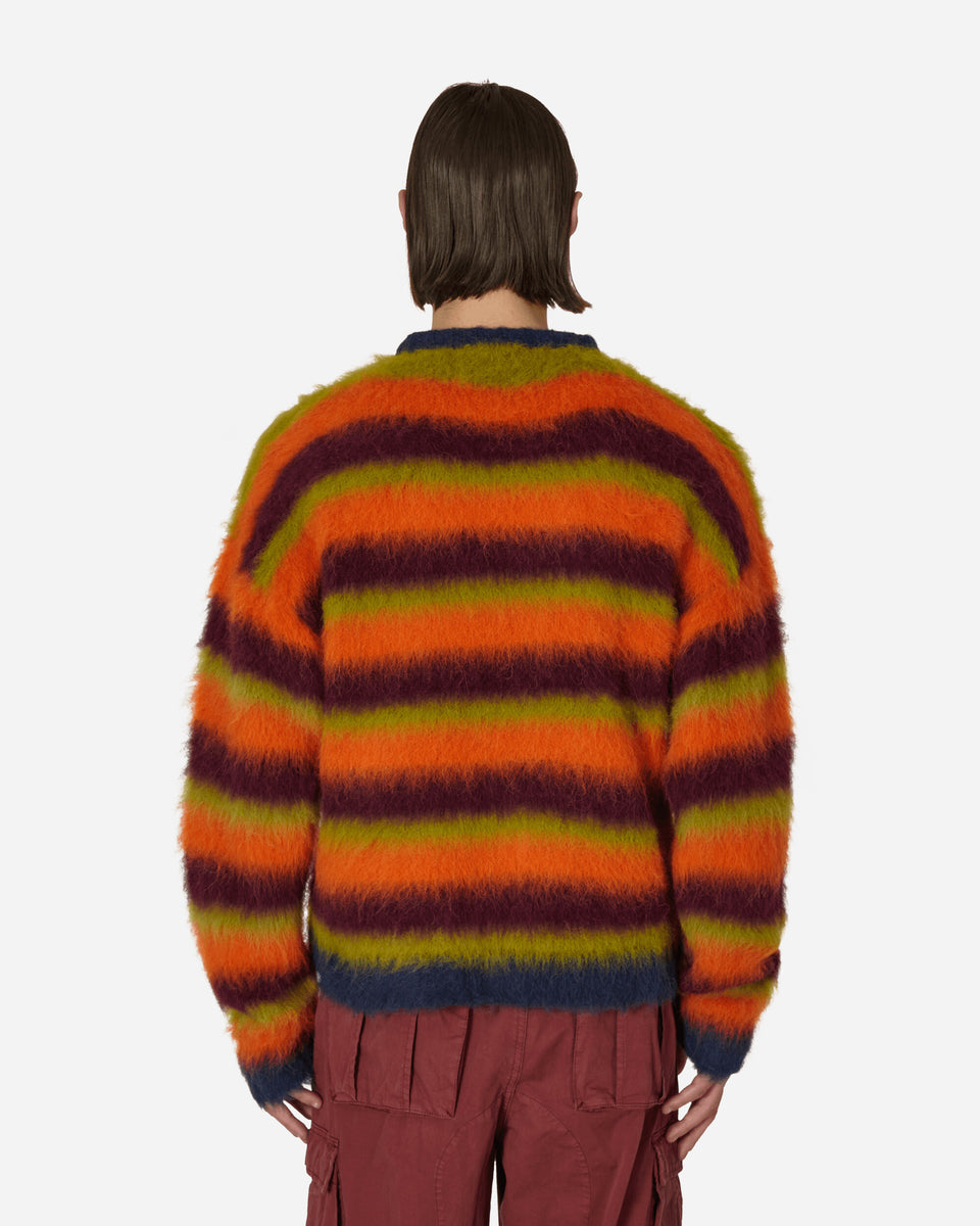 Brain Dead Blurry Lines Alpaca Crewneck Sweater Orange / Multi