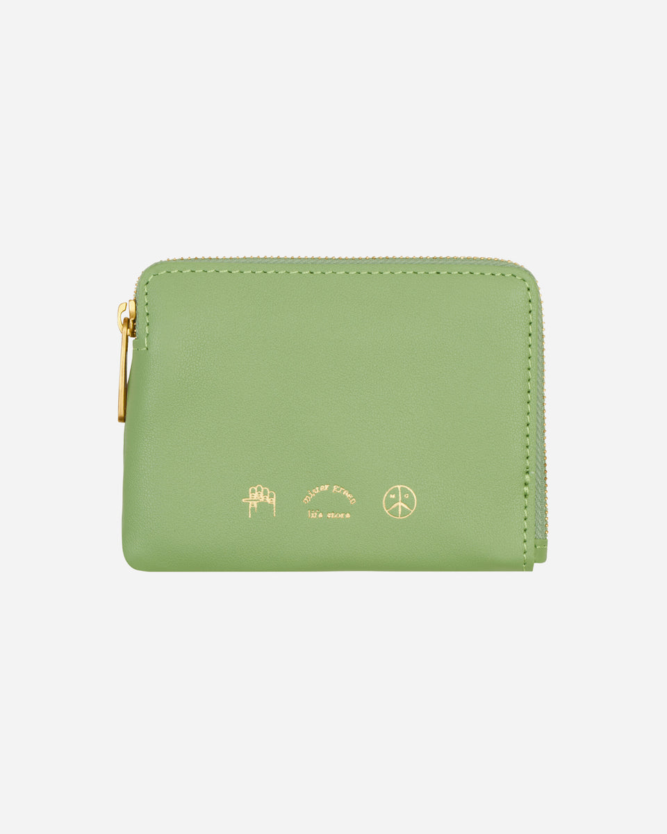 Leather Zippered Wallet Green