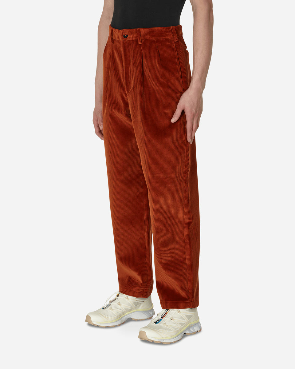 Double-Pleat Corduroy Pants Brown