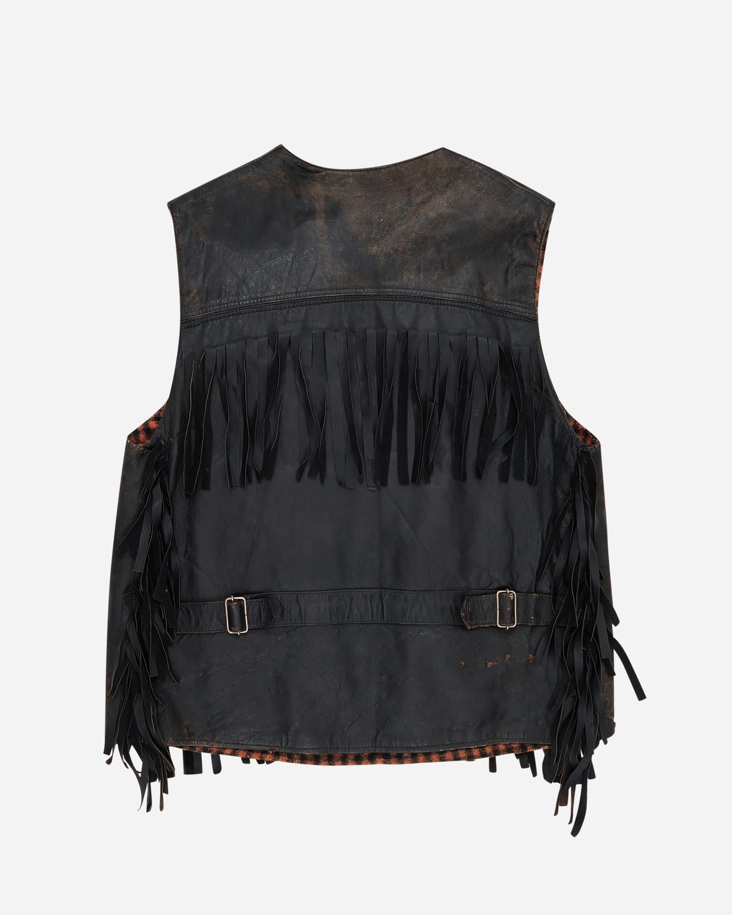 Fringes Leather Vest Black