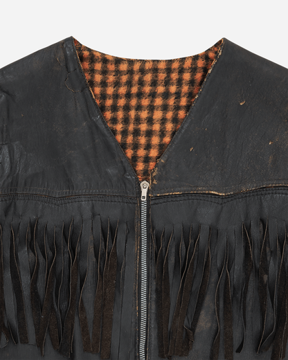 Fringes Leather Vest Black