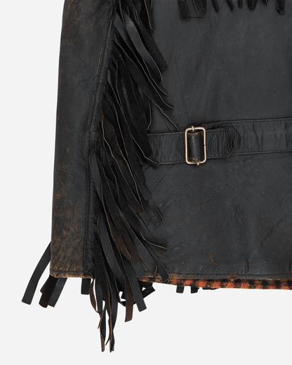 Fringes Leather Vest Black
