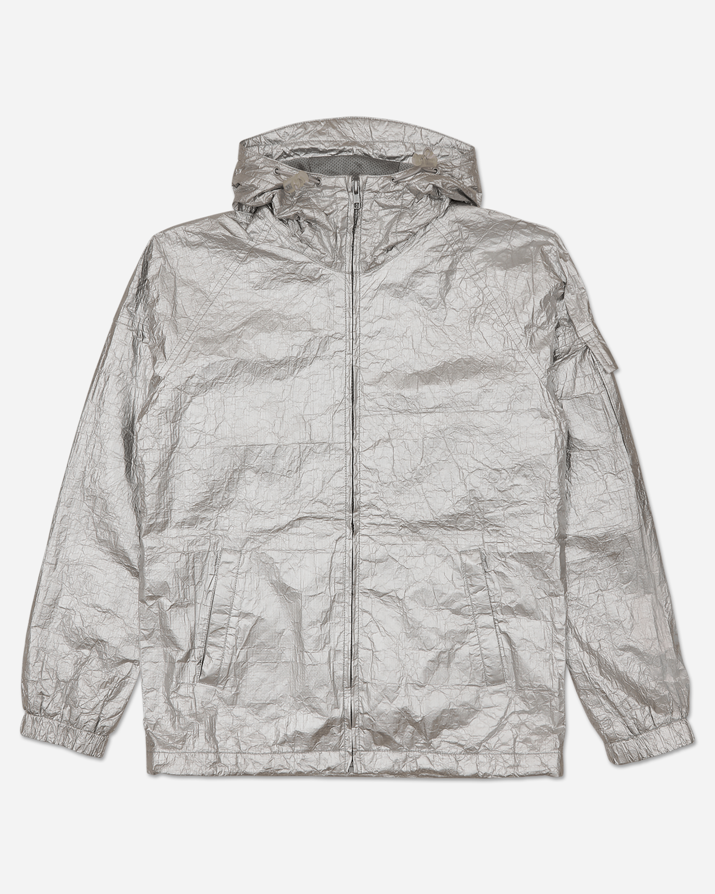 Hooded Windbreaker Zip Jacket Silver