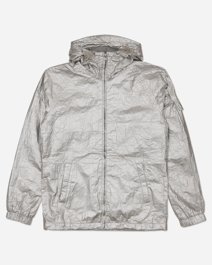 Hooded Windbreaker Zip Jacket Silver