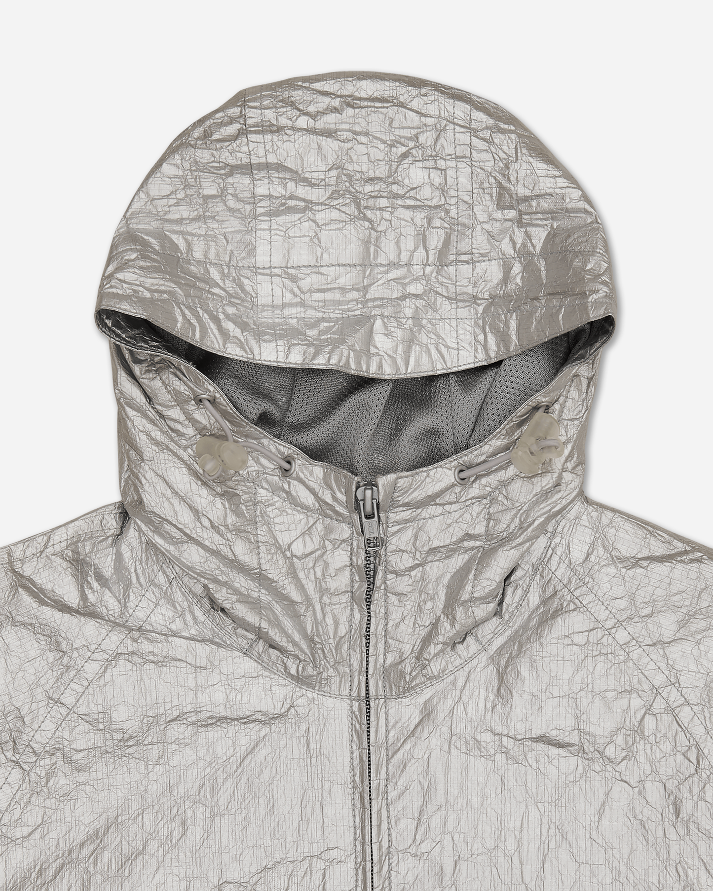 Hooded Windbreaker Zip Jacket Silver