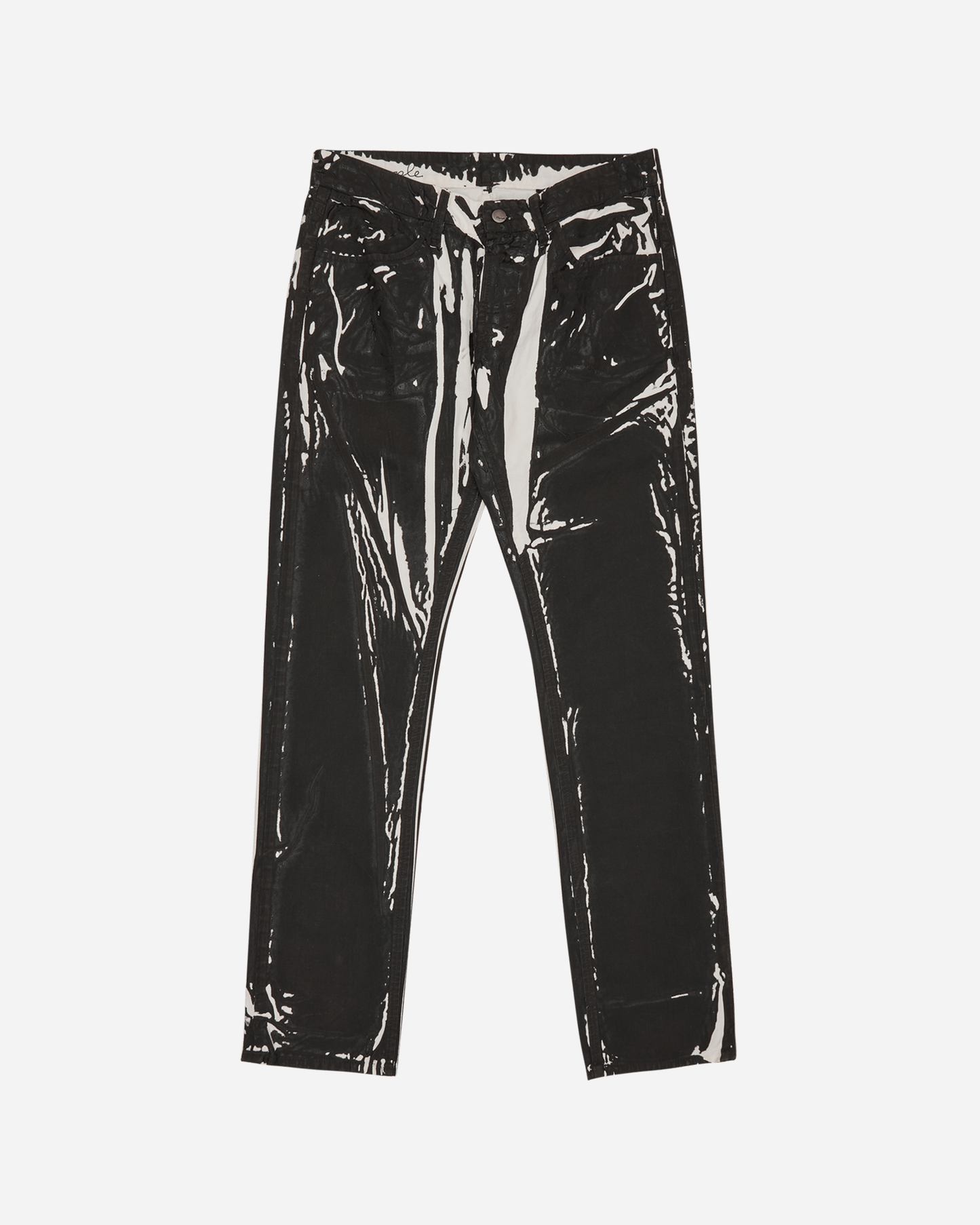 Paint Splatter Coated Denim Pants White / Black