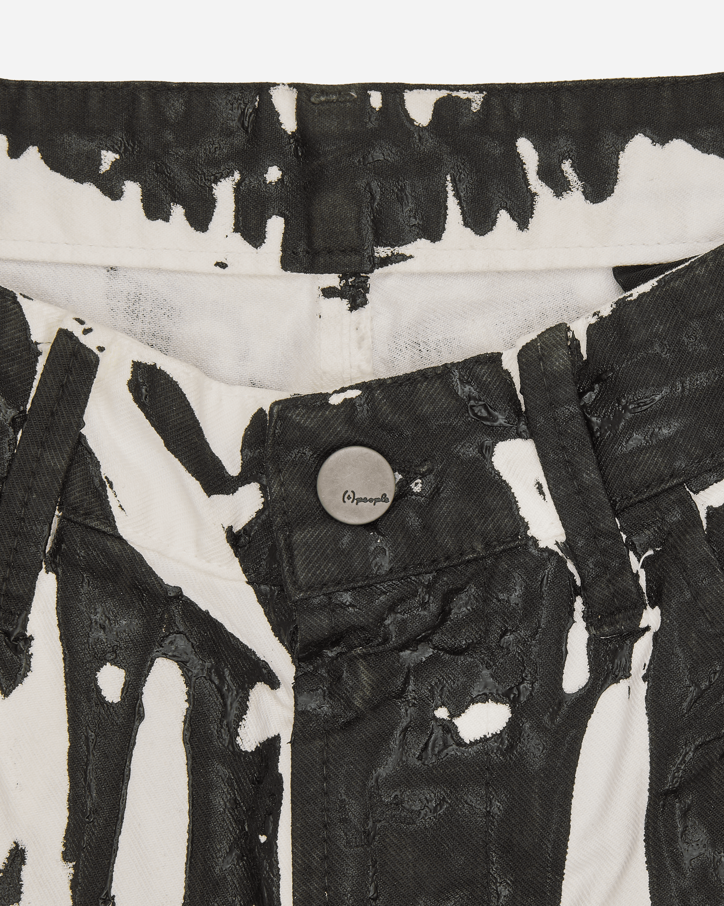 Paint Splatter Coated Denim Pants White / Black