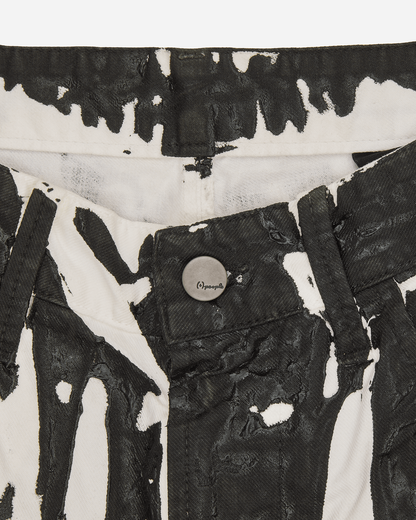 Paint Splatter Coated Denim Pants White / Black