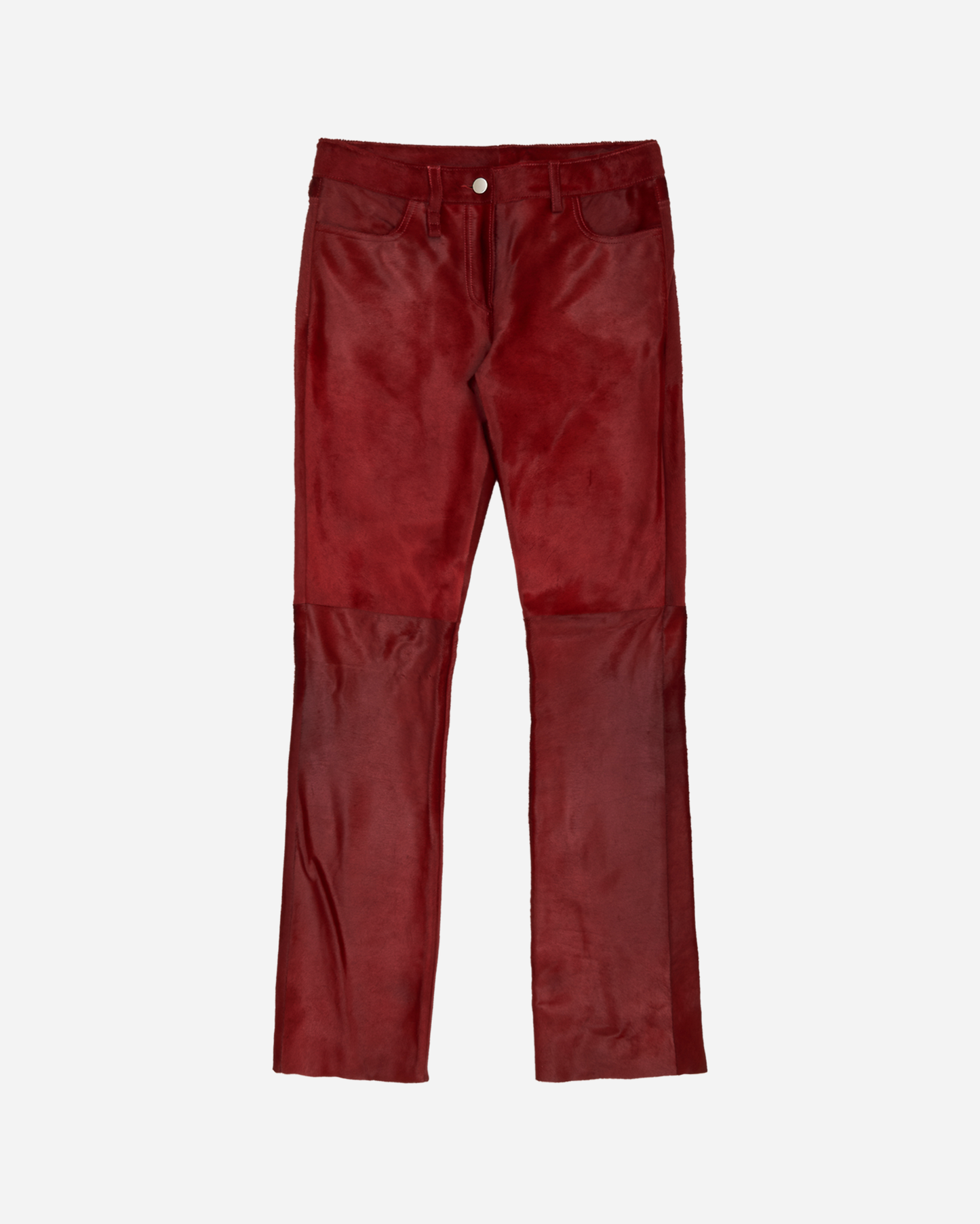Hairy Calf Skin Pants Burgundy Red