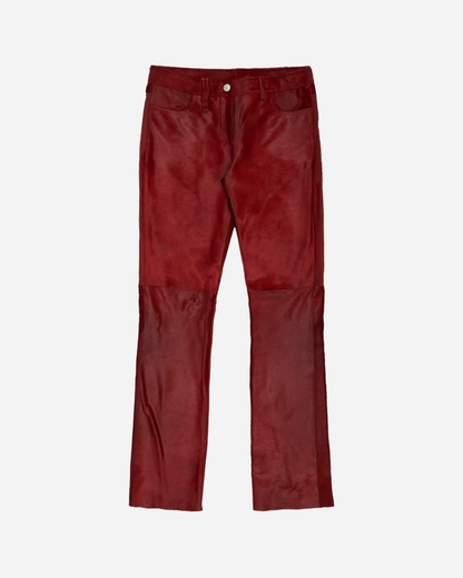 Hairy Calf Skin Pants Burgundy Red