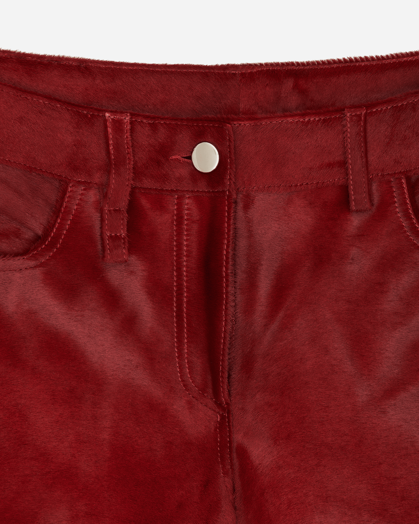 Hairy Calf Skin Pants Burgundy Red