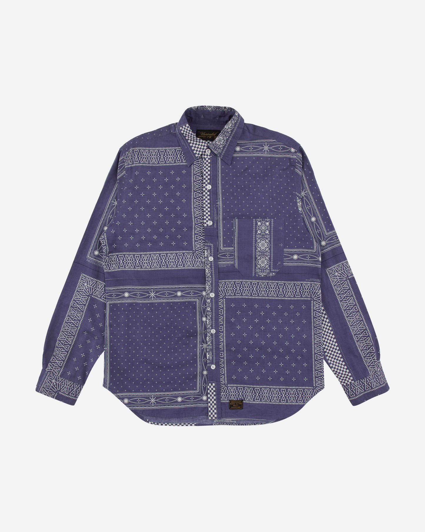 Longsleeve Button Up Bandana Shirt Blue