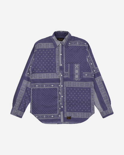 Longsleeve Button Up Bandana Shirt Blue