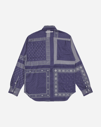 Longsleeve Button Up Bandana Shirt Blue