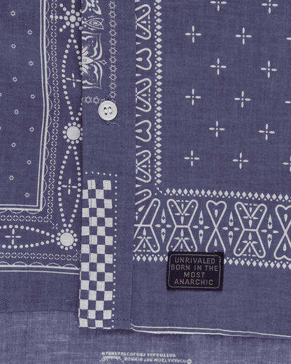 Longsleeve Button Up Bandana Shirt Blue