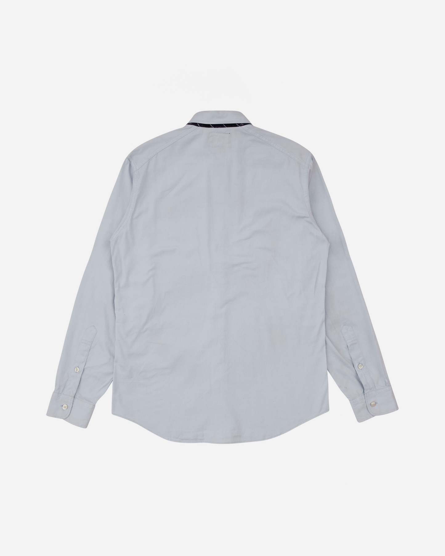 Button Up Letter Spray Long Sleeve Shirt Blue