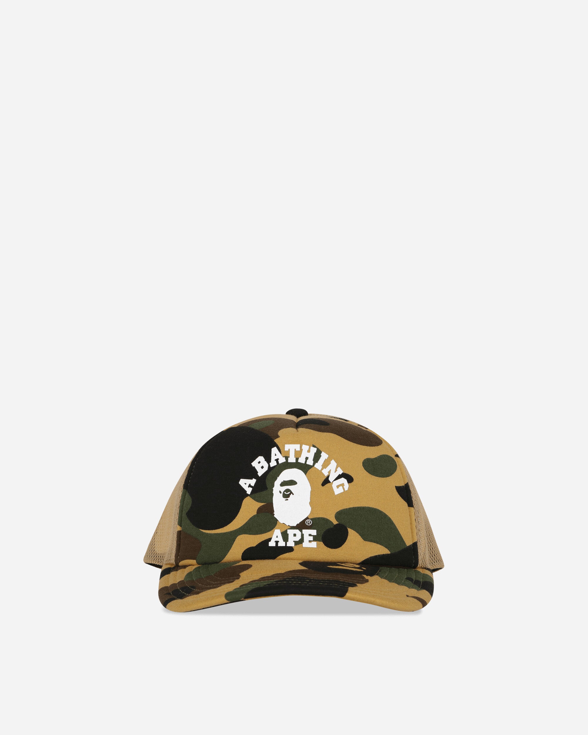 A Bathing Ape 1St Camo College Mesh Cap M Yellow Hats Caps 1L80180001 YELLOW