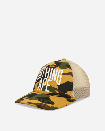A Bathing Ape 1St Camo Nyc Logo Mesh Cap Yellow Hats Caps 1M30180003 YELLOW