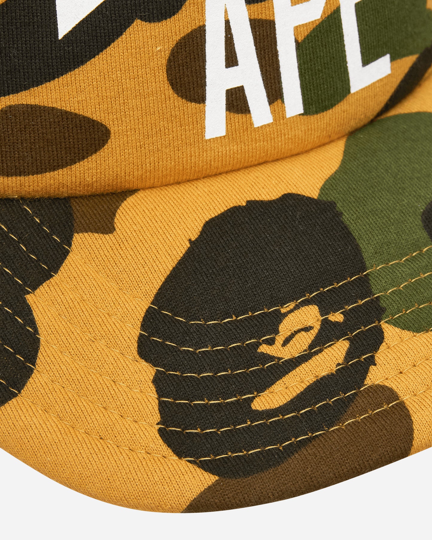 A Bathing Ape 1St Camo Nyc Logo Mesh Cap Yellow Hats Caps 1M30180003 YELLOW