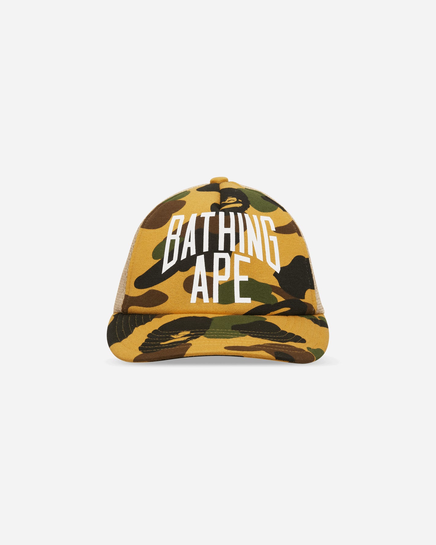 A Bathing Ape 1St Camo Nyc Logo Mesh Cap Yellow Hats Caps 1M30180003 YELLOW