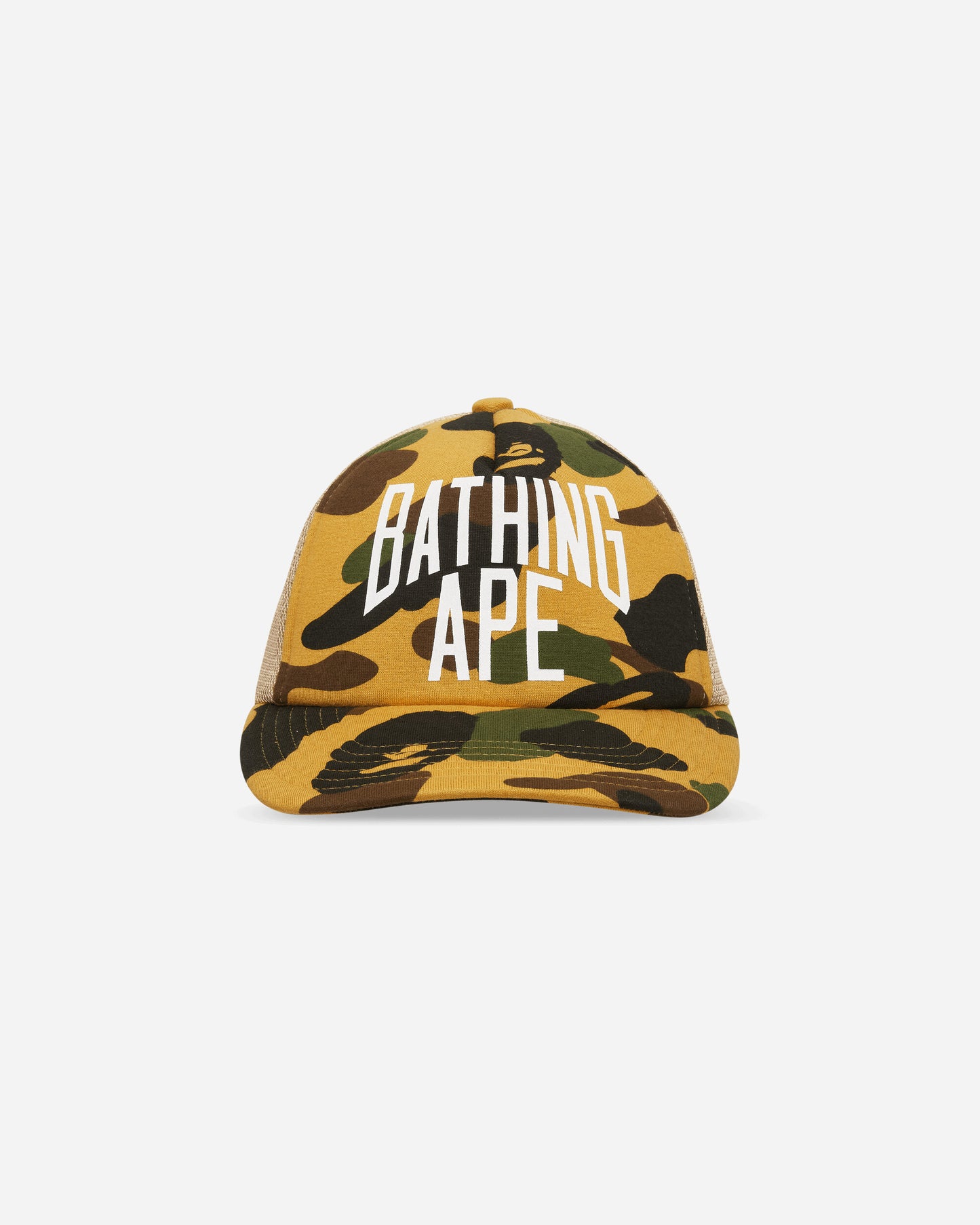 A Bathing Ape 1St Camo Nyc Logo Mesh Cap Yellow Hats Caps 1M30180003 YELLOW