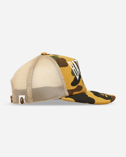 A Bathing Ape 1St Camo Nyc Logo Mesh Cap Yellow Hats Caps 1M30180003 YELLOW